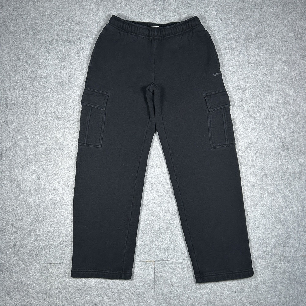 TNA Cozy Fleece Cargo Sweatpants Womens Size Xs Black Mega Fit Loungewear